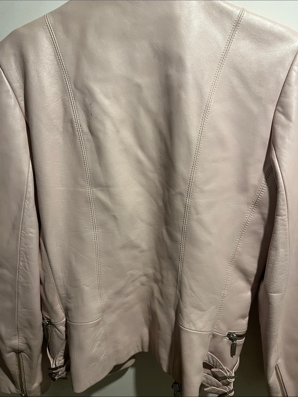 Wilsons Leather Women's Soft Pink Leather Moto Jacket - Picture 6 of 6